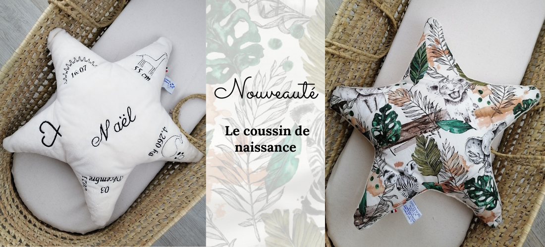 coussin personnalisé naissance